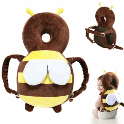 Baby Kopfschutz, ZoneYan Verstellbare Baby Kopfschutz Kissen, Atmungsaktive Baby Head Schutzpolster, Kopf und Rückenschutz für Kinder von 4 bis 24 Monaten, die Krabbeln und Laufen Lernen (Schwarz)