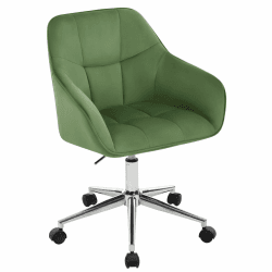 WOLTU Homeoffice Stuhl, Schreibtischstuhl, Drehstuhl, Schminkstuhl, höhenverstellbar, bis 150 kg belastbar, mit Armlehnen Samtsitz, für Schlafzimmer Büro Wohnzimmer, Grün BS145dgn Grün Samt