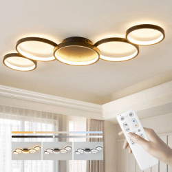 BAYHT Deckenleuchte LED Wohnzimmerlampe Schwarz Runde LED Deckenleuchte Dimmbar 50W 9500LM mit Fernbedienung 3000K-6500K Geeignet für Wohnzimmer, Deckenleuchte Schlafzimmer