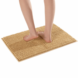 Pincy Chenille rutschfeste Badematte, 50 x 80 cm, zottelige Mikrofaser, Badezimmermatte, schnell wasserabsorbierend, maschinenwaschbar, langlebig, Bodenteppich, perfekt für Badezimmer (Hellgelb) Hellgelb 50x80