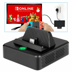 innoAura Ladestation für NS Switch/Switch OLED-Tragbares Switch Ersatz zum Aufladen TV Dock mit speziellem kühlende Struktur, USB C Stromanschluss, USB 3.0 und HDMI Port Quadratisch