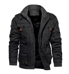 TACVASEN Herren Winterjacke Warme Fleecejacke Militärjacke Lässige Gefütterte Cargojacke Thermo Outdoorjacke Arbeitsjacke XL Grau