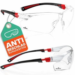 NoCry Schutzbrille mit Durchsichtigen Anti-Beschlag und kratzbeständigen Gläsern Schwarz & Rot Durchsichtig