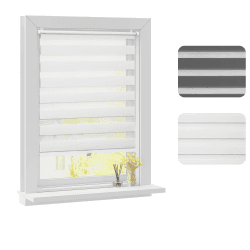 WOLTU Doppelrollo Klemmfix ohne Bohren Weiß B95 x H120 cm, Duo Rollo Zebrarollo Schnurlos für Fenster & Tür, Seitenzugrollo Fensterrollo ohne Kettenzug lichtdurchlässig & verdunkelnd/Kindersicherung B95 x H120 cm Schnurlos Weiß