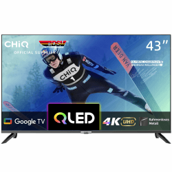 CHIQ 43 Zoll Smart TV QLED 4K Google TV, Rahmenloses, Dolby Audio, Google Play, WLAN TV 2,4G/5G, Trible-Tuner, HDMI 2.1, USB2.0, U43QM8G QLED Google TV 43 Zoll