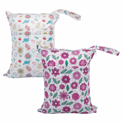 ALVABABY 2 Stück windeltasche wetbag wiederverwendbar, Nasstaschen für Unterwegs, wiederverwendbar mit Zwei Reißverschlusstaschen windelbeutel für Babys Windeln LX-H341355-DE Lx-h341355 2 Stück