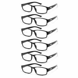 COJWIS 6 Pack Lesebrille für Herren Damen Blaulichtfilter Brillen Anti Blaulicht PC Gaming Modebrille Sehhilfe Lesehilfe (6 BLACK, 0.75, multiplier_x)