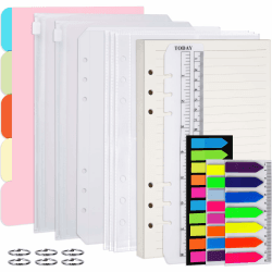 Vicloon 115-teiliges A5-Loseblatt-Papier-Set, 6 Löcher, blanko, liniertes Nachfüllpapier, A5-liniertes Nachfüllpapier für nachfüllbares A5-Bullet-Notizbuch, Tagebuch, Notizbuch, Tagebuch