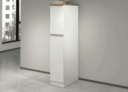 Dmora - Küchenschrank Quintino, Mehrzweckschrank, Küchenzeile Schrank, Multifunktionales Kühlregal, 100% Made in Italy, 30 x 60 x 165 cm, glänzendes Weiß und Eiche Glänzendes Weiß und Eiche Länge 30cm
