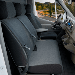 Walser Transporter Sitzbezüge Auto kompatibel mit VW Crafter, Mercedes Sprinter, 1 Einzelsitz (Aussparung Armlehne) & Doppelbank klappbar, Auto Sitzbezüge aus Stoff Sitzschoner Auto