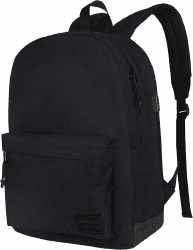 SUPACOOL Leichter Casual Laptop Rucksack mit Laptop Fach 15,6 Zoll für Männer und Frauen Vollschwarz