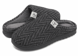 VIFUUR Damen Herren Hausschuhe Memory Foam Pantoffeln Wolle-Like Plüsch Futter Hohe Dichte Warme Indoor Outdoor Anti-Rutsch-Gummisohle Slip On Schuhe 42/43 EU Schwarz Silberdraht