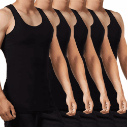 FALARY Unterhemd Herren 5er Pack Tank Top Baumwolle Männer Weiß Schwarz Mehrfarbig alle Größen gekämmte Feinripp M 5x Schwarz
