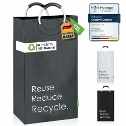 COTTARA® Pfandflaschen Sammelbehälter xxl faltbar – Pfandbehälter verschließbar aus recycelten PET-Flaschen Küche – Pfandflaschen Aufbewahrung Flaschensammler Leergut Altglas – Grau 75L