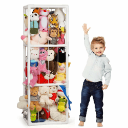 Stofftier Aufbewahrung,Kuscheltier-Regal aus PVC,Spielzeug Aufbewahrung,Platzsparend,Extra große Plüsch Plüschtier Lagerung Zoo Halter stehend,für das Kinderzimmer zur Kuscheltier-Aufbewahrung