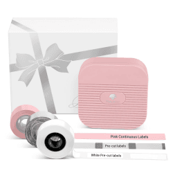 Phomemo Q31 Bluetooth Etikettiergerät, Geschenkset Q31 Etikettendrucker für Ihre Familie und Freunde, Beschriftungsgerät Selbstklebend für Heim & Büro-mit 3 Etikettenrollen (Rosa) Mit 3 Etikettenrollen Rosa