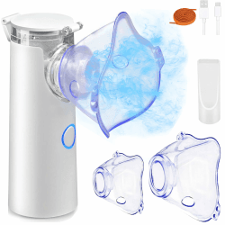 NEEMOSI Tragbarer Inhalationsgerät,Elektrische Mesh Nebulizer Inhalator Vernebler für Erwachsene und Kinder,2 Einstellbare Sprühbilder Sehr Leise Inhaliergerät mit 2 Masken und 1 Mundstück