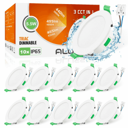 ALUSSO LED Einbaustrahler 230V Dimmbar IP65 Ultra Flach 5.5W LED Spots 68mm Warmweiß Neutralweiß Kaltweiß Deckenspots für Badezimmer Küche Wohnzimmer, Weiss, 10er Set Rund Weiß 5.5W IP65, 10er Set