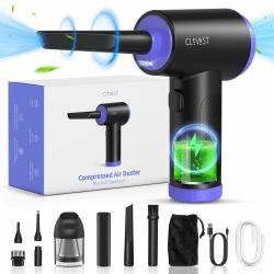 CLEVAST Elektrische Staubgebläse Druckluftspray für PC Reinigungsset, 3-Gang 110000 U/min Luftdruckspray Compressed Air Duster mit 7800mAh Akku, Tastatur Reinigung für PC, Elektronik, Sofa, Auto Upgrade
