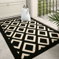 Foeska Rhombus Teppich, für fußmatte außen und Innen geeignet, schmutzfangmatte innen, rutschfeste Maschinenwaschbare Fußmatte Katze, Eingang, Haustür, Flur (Rhombus, 60-90cm) 60-90cm Rhombus
