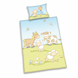 Herding Baby Best Kleinkinder-Bettwäsche-Set, Jana Bauernhof Tiere Wendemotiv, Bettbezug 100 x 135 cm, Kopfkissenbezug 40 x 60 cm, Baumwolle/Renforcé