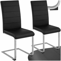 tectake® 2er Set Esszimmerstühle modern, ergonomischer Stuhl für Esszimmer, Besucherstuhl, Möbel für Küche, Esstisch, Küchenstühle, Freischwinger Essstühle, hohe Rückenlehne - schwarz 2er Set Schwarz
