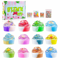 Aischens 12 Stück Butter Slime Set, Fluffy Butter Schleim 12pcs×50ml, Slime & Putty Spielzeuge, DIY Schleim Kinder Spielzeug, Zweifarbige Butter Schleim mit Zubehör, Cloud Wolkenschleim für Kinder