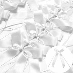 SUpoetry 50 Stück Autoschmuck Hochzeit, Weihnachtsbaum Schleifen weiß, Hochzeit Autoschmuck, Autoschmuck, Autoschleifen Hochzeit, für Auto Hochzeit Deko Tischdeko Zimmerdeko besondere (Weiß)