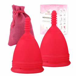 M MUNCASO Menstruationstasse 2 Stück Period Menstrual Cup, Sehr Weich und Flexibel Mehrwegbecher Menstruationstasse aus Medizinischem Silikon Menstruations Cup S (Pack of 2) Rose Red
