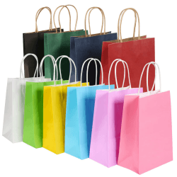 BESCOST Papiertüten, 40 Stück Geschenktüten, Kraftpapiertüten mit Henkel, 21 x 27 x 11cm, Geschenktüten für Einkaufen, Hochzeiten, Verpackungen, Partys, Geburtstag, Weihnachten, 130 g/m², Bunt