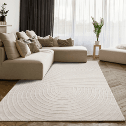 Paco Home Teppich Wohnzimmer Schlafzimmer modernes Japandi Boho Design mit Glanzdetails 3D Effekt Luxuriös Soft-Touch Creme Beige, Grösse:160x220 cm 160x220 cm Creme Hellbeige