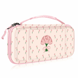 Fintie Tragetasche Kompatibel mit Nintendo Switch/Switch OLED Modell - [Stoßfeste] Hartschalen Aufbewahrung mit 10 Spielkartenhaltern, Reisetasche für Konsole und Zubehör Y-tulpe