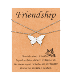 CheersLife Beste Freunde Freundschaftskette Für 2 Mädchen, Bff Langstrecken Passende Schmetterlingsketten Schmuck Geschenke Für Frauen Freunde Geburtstagsgeschenk Silber