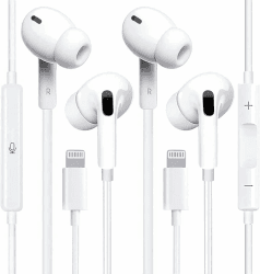 2PC In-Ear kopfhörer für iPhone[MFi Zertifiziert] iPhone Kopfhörer mit Kabel/HiFi Stereo Noise Cancelling mit Lautstärkeregler und Mikrofon Kompatibel mit iPhone 14 Pro Max/14 Plus/13/12/11/XS/8/7 Weiß-2PC