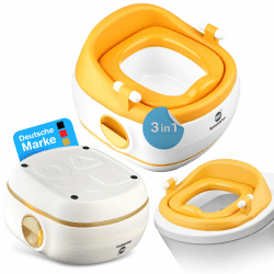 BabybeFun Töpfchen für Kinder 3in1 + Toilettensitz Kinder + Hocker/Kindertoilette für das Töpfchentraining für Kinder ab 2 Jahre gelb
