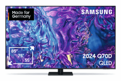 Samsung QLED 4K Q70D Fernseher 85 Zoll, Samsung TV mit AI Quantum Prozessor 4K, 4K AI Upscaling, Samsung Tizen OS, Motion Xcelerator 120 Hz, Smart TV, KI TV, GQ85Q70DATXZG, Deutsches Modell [2024]