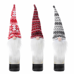 3 Stück Weihnachten Weinflasche Abdeckung,Weihnachtsmann-Flaschenbeutel, Flaschenüberzug, Wiederverwendbare Weinflaschen-Geschenktüte, Dekoration, Weinabdeckung, Tischdekoration für Partyzubehör