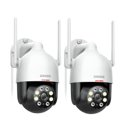 DEKCO 2K Überwachungskamera Aussen WLAN 2 Packungen, 350°/90° Schwenkbar WLAN Kamera Outdoor, 3MP WiFi Kamera mit Automatische Verfolgung, 30m Nachtsicht in Farbe, 2-Wege Audio, IP66… 2 Stück (2er Pack)