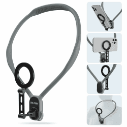 TELESIN° Max Extended Magnetische Nackenhalterung für Handys, POV/Vlog Neck Phone Holder, Anti-Shock Chest Strap Selfie Holder, Hands-Free Mobile Phone Neck Brace Holder für iPhone Android Phone Gray