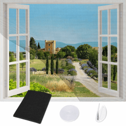REDTRON 1 Pack Fliegengitter für Fenster, DIY selbstklebendes moskitonetz fenster, einstellbares mückenschutz für fenster, auf die gewünschte Größe zuschneidbar(1.5m x 1.8m, schwarz) 150cm x 180cm(1 Stück) Schwarz