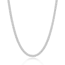 LOCCY Herren Damen Panzerkette Halskette, 3,5/5/6/7/8mm breit Edelstahl Silber Panzerkette Gliederkette Kette Silberkette Hip-Hop Kette Halskette Länge 46-66cm Silber-3,5MM Breit 18.0 Zoll
