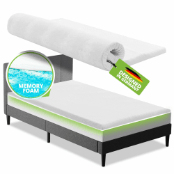 Juskys Topper 160x200 cm aus Memoryschaum, 7-Zonen orthopädisch & atmungsaktiv, 7cm Höhe, H2 - H3, Bezug waschbar Matratzentopper Matratzenauflage White