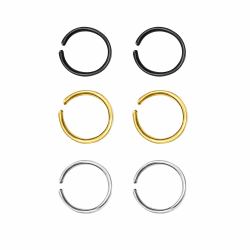 TJUSPIRIT 6 Stück Fake Nasenring Septum Nasenpiercing 20G 8mm Septumpiercing Piercingschmuck für Nasen Ohr Lippe Tragus Knorpel Helix, Edelstahl,(Rund, Gold/Silber/Schwarz) 8mm - 3 Farbe