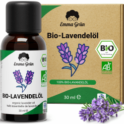 Emma Grün® Bio Lavendelöl Ätherisches Öl [100% Naturrein] - Zertifiziertes Lebensmittel zum Einnehmen - Ätherisches Lavendel Öl Bio - Lavender Essential Oil 30ml - Ätherische Öle Naturrein Lavendel 30 ml (1er Pack)