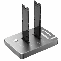 NVMe M.2 Clone SSD Gehäuse, M2 SSD Offline Clone Station 10 Gbps Dual Bay M.2 NVMe Docking Station USB3.2 Gen 2 M.2 Clone NVMe Gehäuse Dual Bay NVMe M2 SSD Gehäuse für NVMe 2230/2242/2260/2280