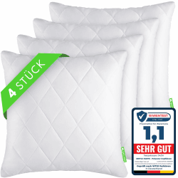 Gentle North Kopfkissen (50x50 cm groß) - 4er Set Kissen für Bett und als Dekokissen - Mit Reißverschluss für Füllung - Sofakissen - Zierkissen für Couch und Sofa - Ökotex - Waschbar bis 60° - Weiß