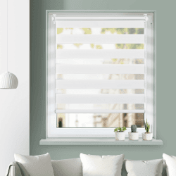 Grandekor Doppelrollo Klemmfix ohne Bohren Weiß 40x120cm(Stoffbreite 36cm) Fenster Rollos für innen Klemmrollos Duo Rollos für Fenster ohne Bohren mit Bohren Privatschutz UV-Schutz Zebrarollo B40 x H120 cm Weiß