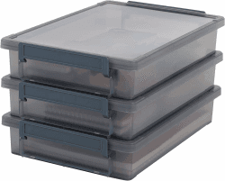 Iris Ohyama A4 Kunststoff-Aktenaufbewahrungsbox, 4L, 3er-Set, Transparent, Schnappverschlüsse, Papier und Dokumentenorganizer, Stapelbar, Für Büro, Basteln, Spielzeug & Spiele, Schulbedarf LLB-A4