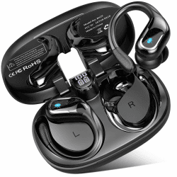 Bluetooth Kopfhörer Sport, Kopfhörer Kabellos Bluetooth 5.4, In Ear Kopfhörer 4 ENC Noise Cancelling Mic, 75Std Immersive Sound, IP7 Wasserdicht Ohrhörer Android/iOS, Comfort Fit mit Ohrhaken, Schwarz