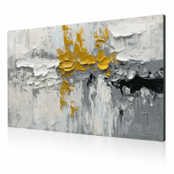 JBER 100% Handgemalte Ölgemälde auf Leinwand, Farbenfrohe abstrakte Wanddekoration für Schlafzimmer und Flur Premium - 120x80 cm(FLOWER-03) ABSTRACT-03 120L x 80B cm